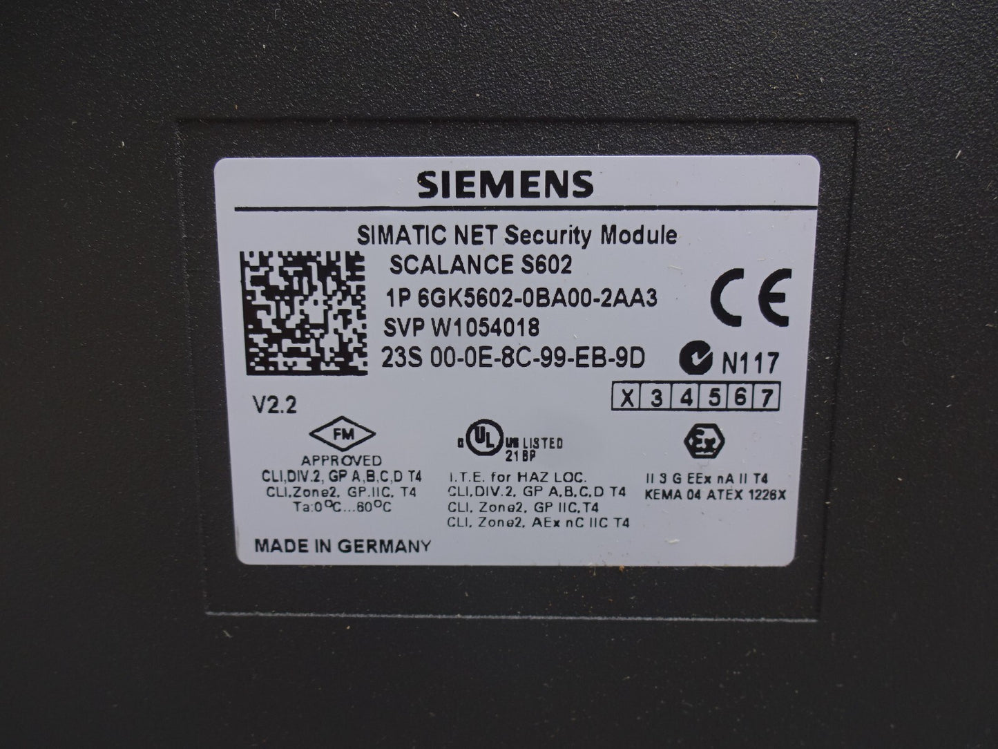 SIEMENS 6GK5602-0BA00-2AA3 / SIMATIC NET SECURITY MODULE / SCALANCE S602 / NEW