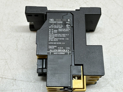 ALLEN BRADLEY 193-BSB 22 SER B OVERLOAD 1.5-2.3A RANGE W/ 193-BPM1 SER C ADAPTER