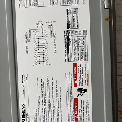 Siemens S4040B1200 ES Series 200A Main Breaker Load Center 120/240V