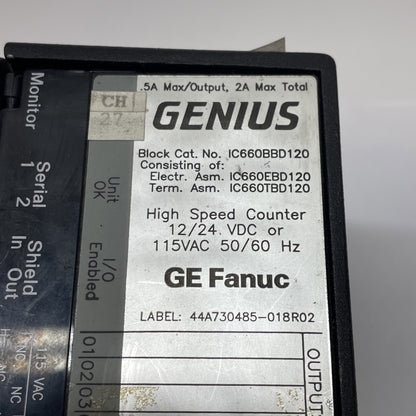 GE Fanuc IC660BBD120 Genius Sink I/O Module IC660EBD120K + IC660TBD120K