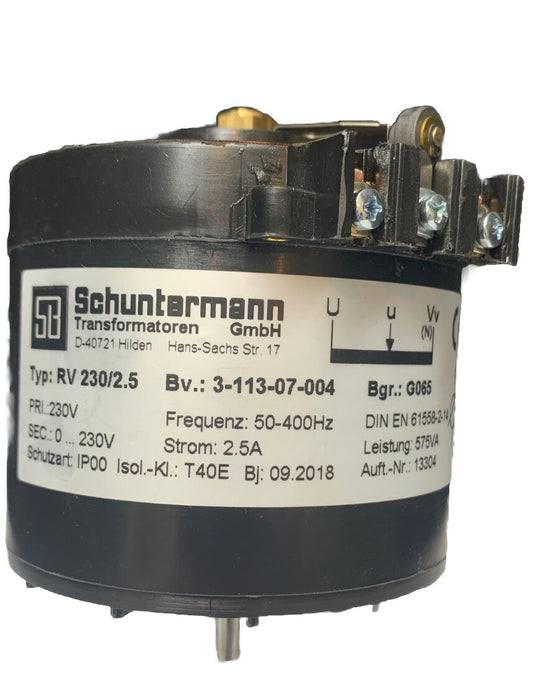SCHUNTERMANN TRANSFORMATOREN GMBH BV 3-113-07-004 RV 230/2.5 ACTUATOR TRANSFORME