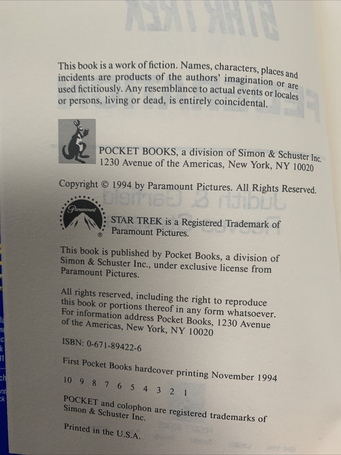 A Lot Of Four Star Trek Books Nice Condition.