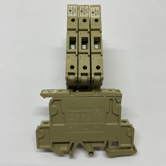 (LOT OF 4) Weidmuller KDKS1/EN4 Terminal Block Fuse DIN Rail 500V 6.3A 4 mm²