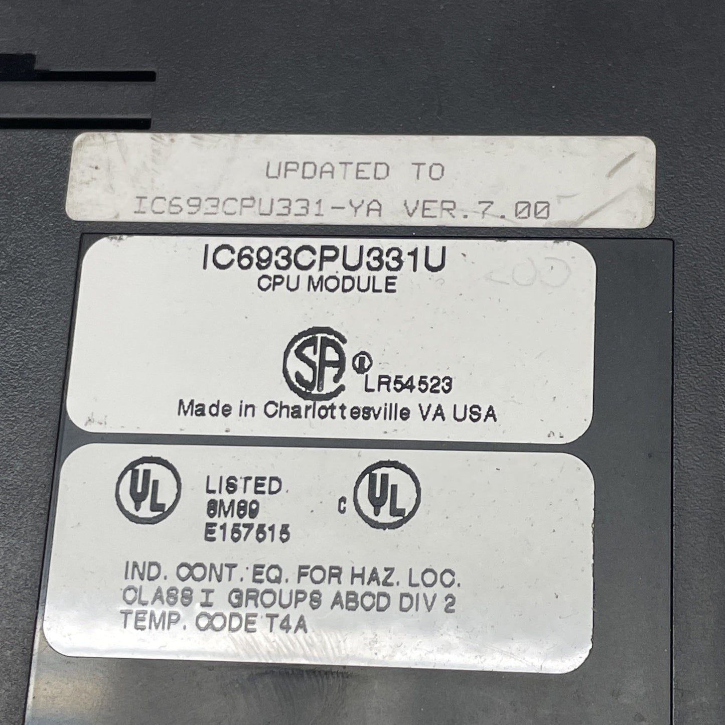 GE Fanuc IC693CPU331-YA / IC693CPU331 Series 90-30 Single-Slot CPU Module