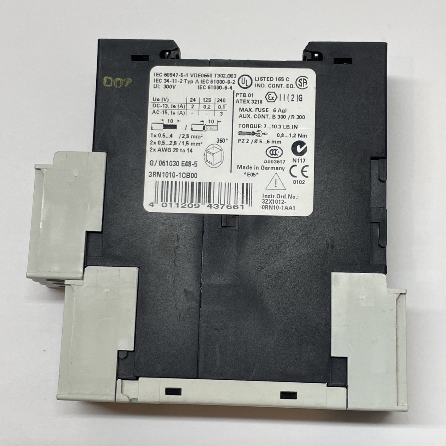 Siemens 3RN1010-1CB00 SIRIUS Motor Protect Relay 24V AC/DC