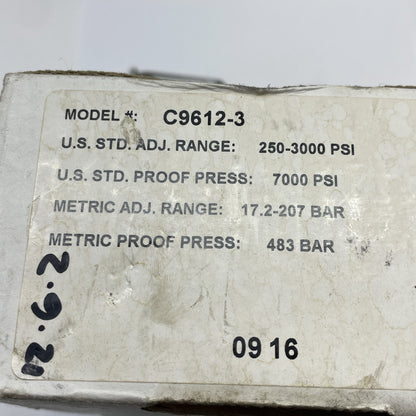 Barksdale C9612-3 Sealed Piston Pressure Switch 250-3000 PSI SPDT