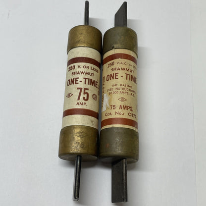 SHAWMUT OT75  75A 250V Class K5 One-Time Fuse (LOT OF 2)