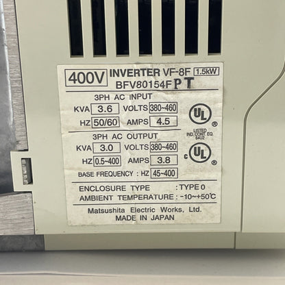 NAIS Matsushita VF-8F BFV80154FPT 1.5kW Inverter Drive 400V 3-Phase