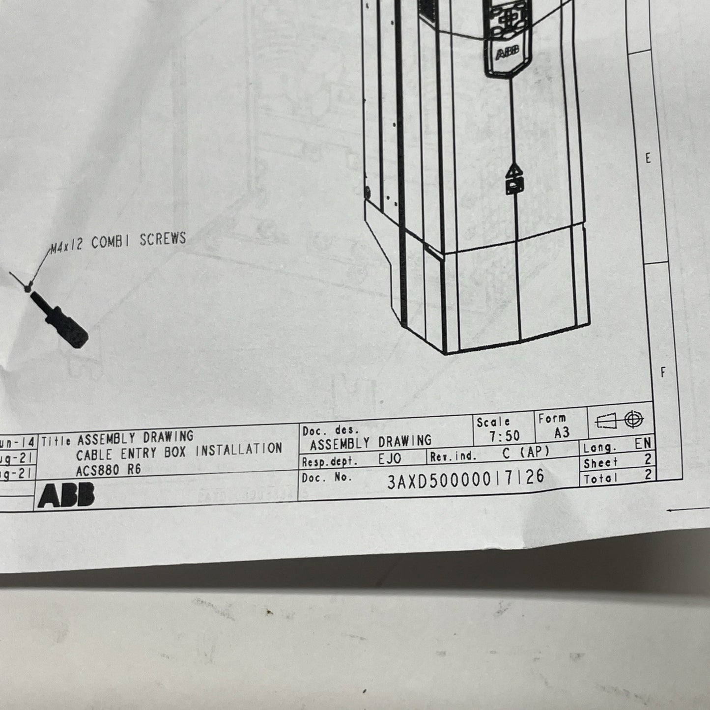 ABB 3AXD50000010051F / 3AXD50000010051 CONDUIT BOX ACS880 R6