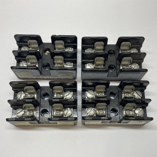 (LOT OF 4) Bussman M60030 Fuse Holder Block 30A 600V Type M Fuses 10-14 AWG Wire