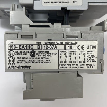 Allen-bradley 100-C37*00 Ser. B Contactor With 193-EA1HC Ser. B Overload Relay