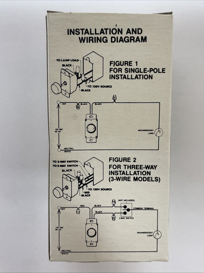 Lightolier D600-PP Push Dimmer Switch 600W 120V Ivory Single Pole Incandescent
