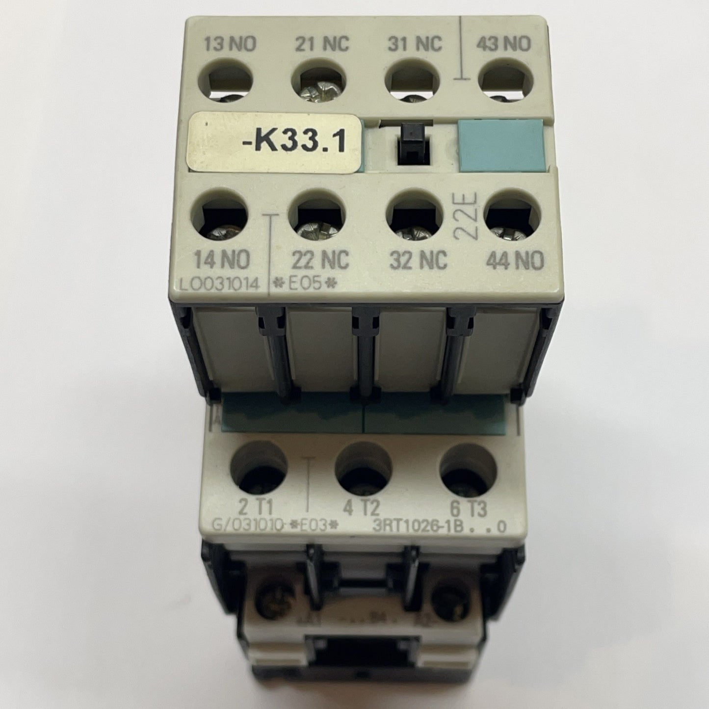 Siemens Contactor, 3RT1026-1B / 3RT1026-1B..0 w/ 3RH1921-1HA22 Contactor