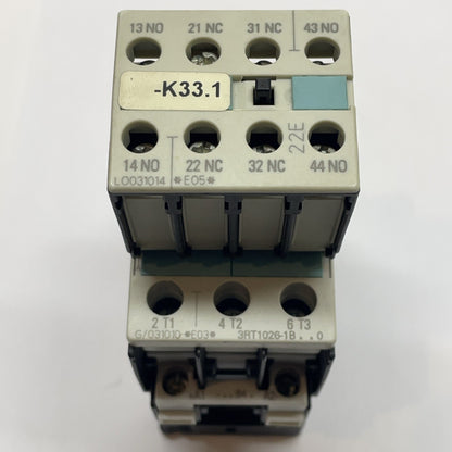 Siemens Contactor, 3RT1026-1B / 3RT1026-1B..0 w/ 3RH1921-1HA22 Contactor