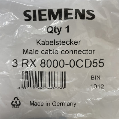 SIEMENS 3RX8000-0CD55 M12 5-Pole Straight Male Plug Connector - NEW SEALED