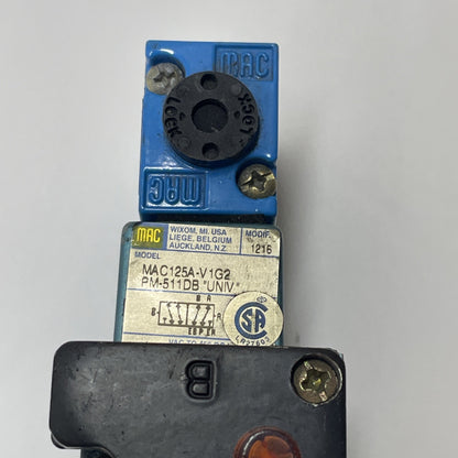 MAC VALVES  MAC125A-V1G2-PM-511DB  Solenoid Valve 24 VDC w/ PME-511DBAG