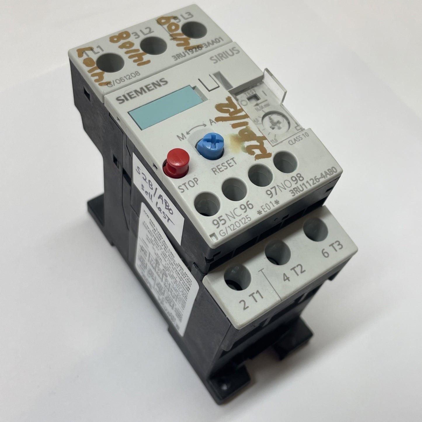 Siemens Sirius 3RU1126-4AB0 / 3ZX1012-0RU11-1AA1 Overload Relay w/ 3RU1926-3AA01