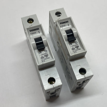 SIEMENS 5SX21-C6 CIRCUIT BREAKER 6A 230/400V 1 POLE C-CURVE (LOT OF 2)