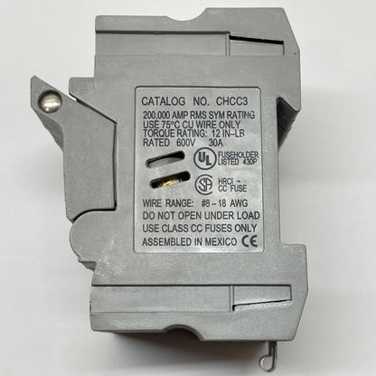 BUSS CHCC3 CIRCUIT BREAKER BUSSMANN 600V 30A WITH (3) LP-CC-5 FUSES
