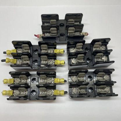 (LOT OF 5) Bussman M60030 Fuse Holder Block 30A 600V Type M Fuses 10-14 AWG Wire