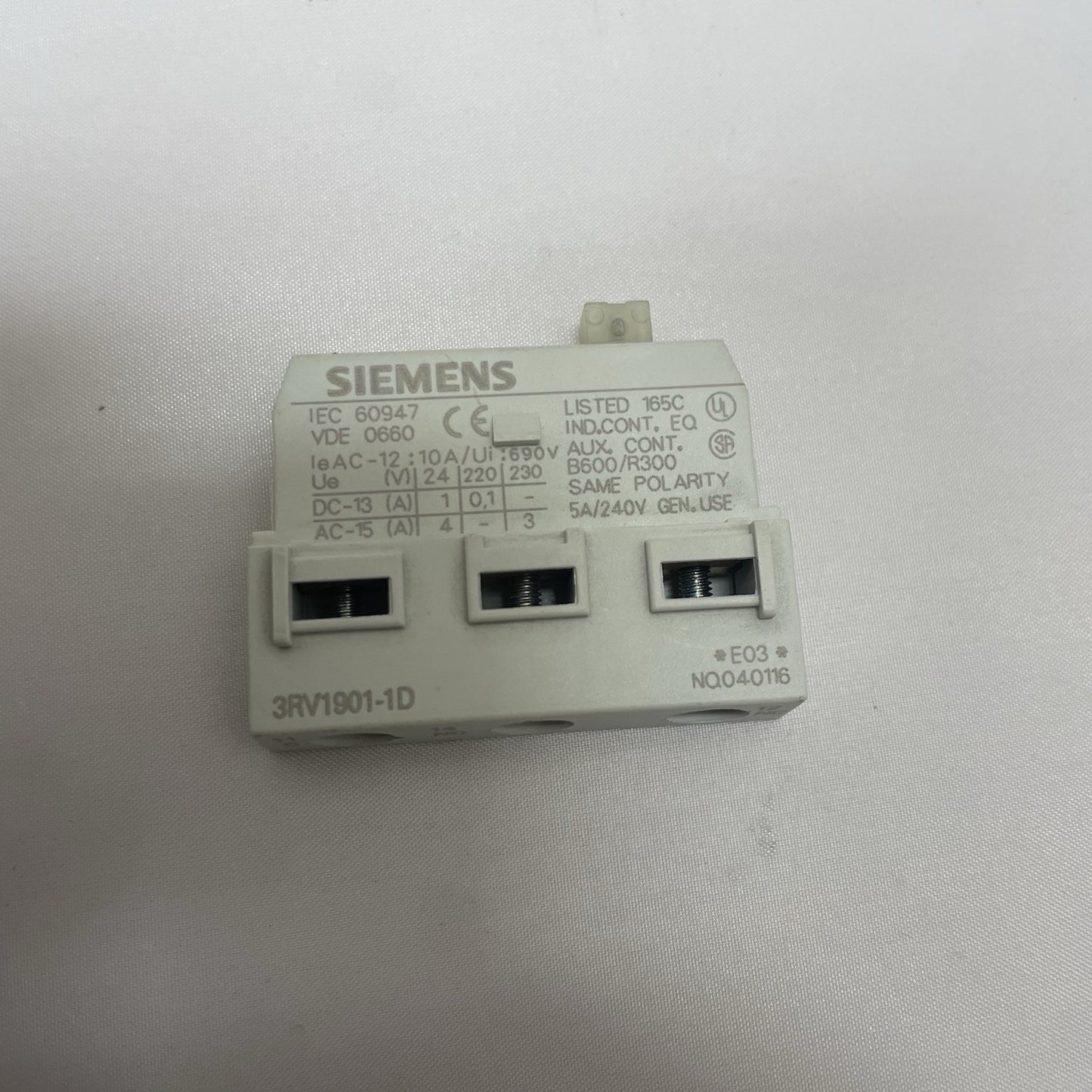 SIEMENS 3RV1901-1D CONTACT BLOCK