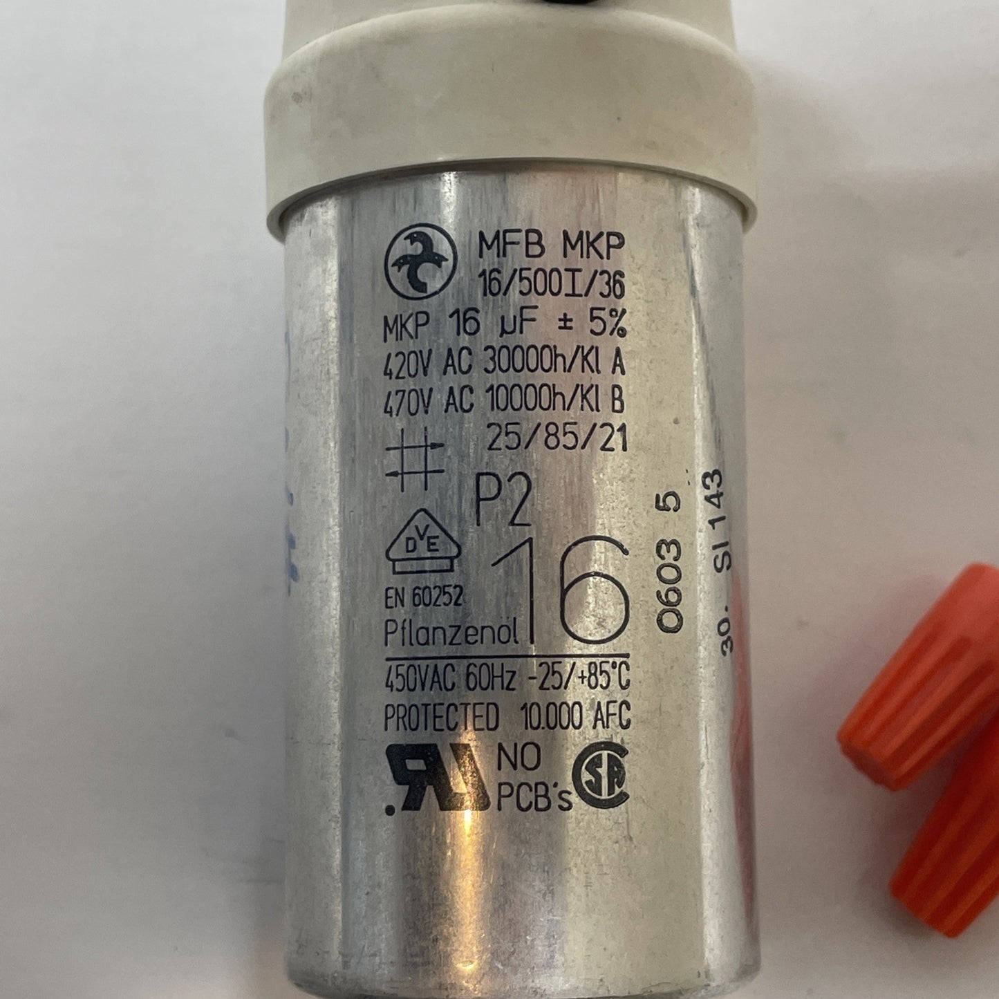 Pflanzenol Schutzart Capacitor 16UF 420V 5% MKB-MKP-16/500I