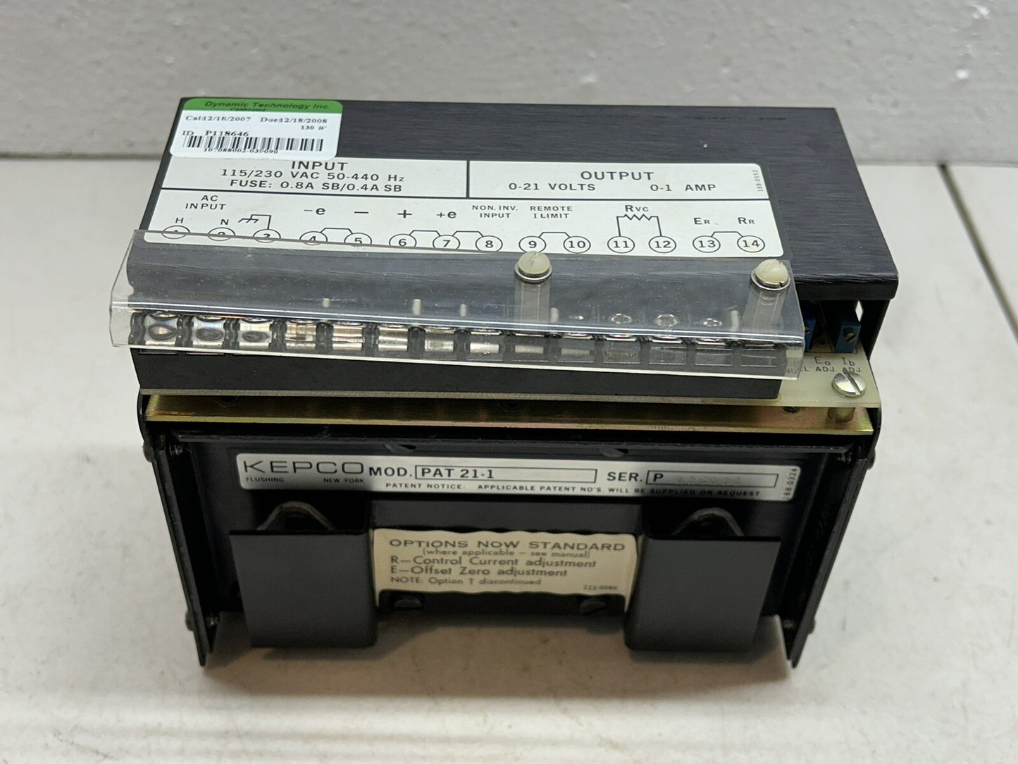 KEPCO PAT 21-1 / PAT21-1 / POWER SUPPLY INPUT 115/230VAC / OUTPUT 0-21V 0-1A