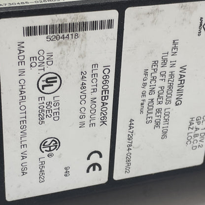 GE Fanuc IC660BBA026 Genius Analog Input Block Module 24/48VDC .7A