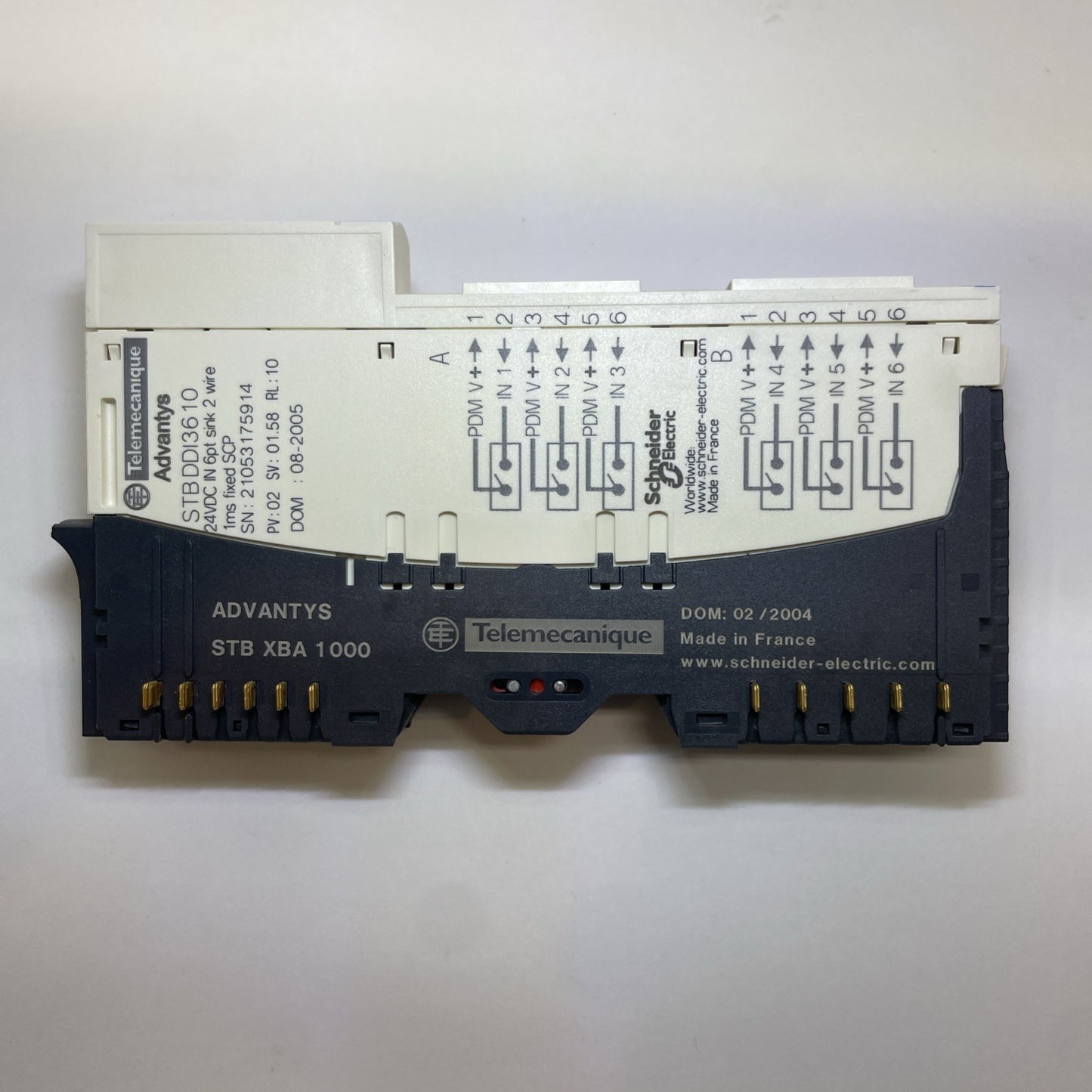 SCHNEIDER STBDD13610 6 Point Input Module With STB XBA 1000 BASE (FREE SHIPPING)