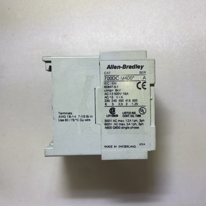 ALLEN-BRADLEY AB 700DC-M400 CONTROL RELAY SERIES A M400 500V 16A