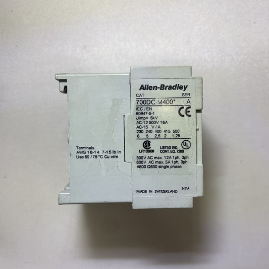 ALLEN-BRADLEY AB 700DC-M400 CONTROL RELAY SERIES A M400 500V 16A
