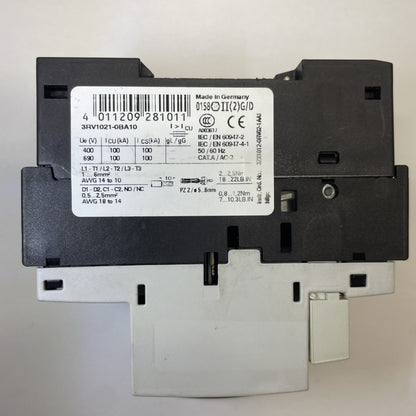 Siemens 3RV1021-0BA10 Manual Motor Starter Protector Circuit Breaker 0.2A