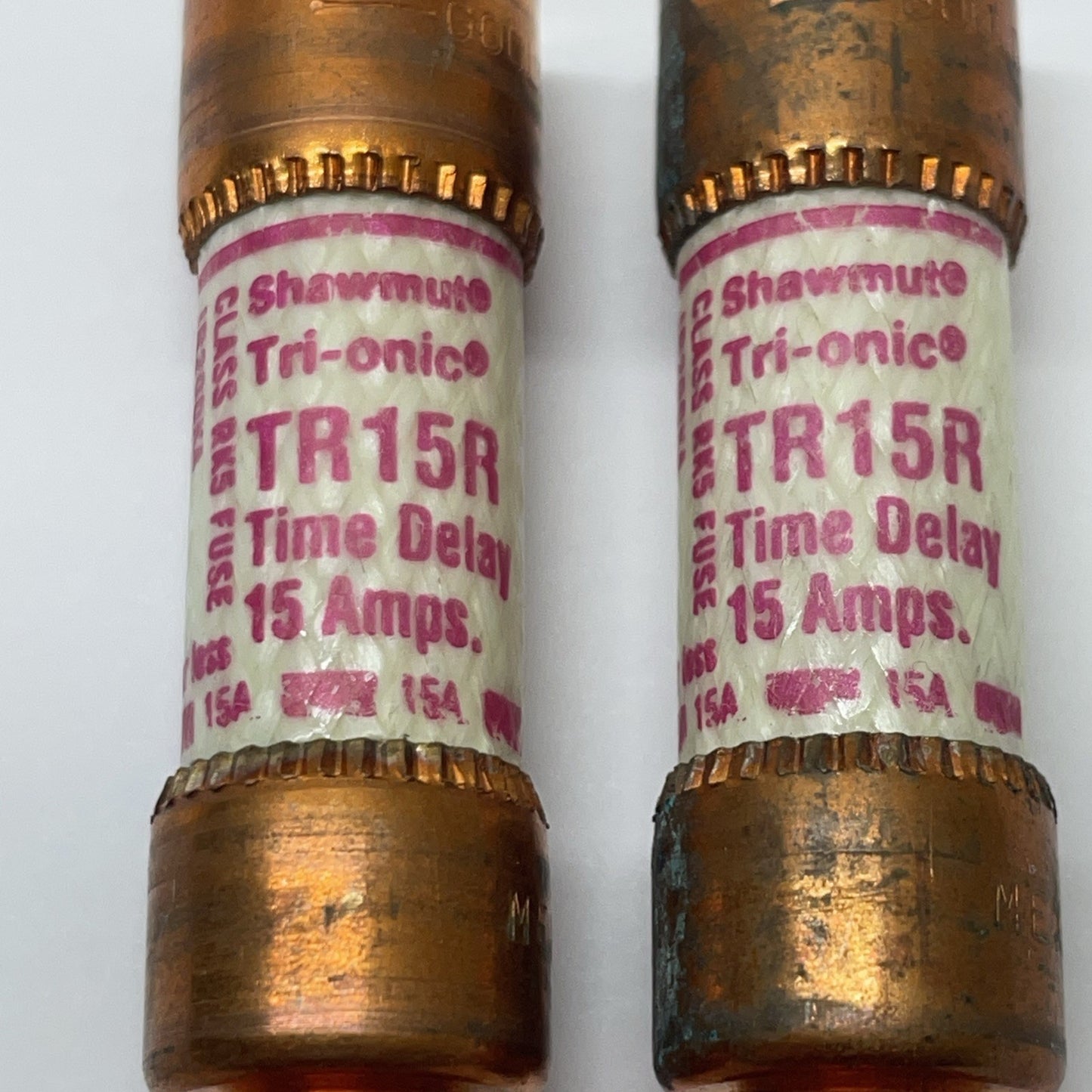 Gould Shawmut TR15R  15A 250V AC Time-Delay Class RK5 Fuse (LOT OF 2)