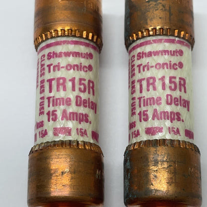 Gould Shawmut TR15R  15A 250V AC Time-Delay Class RK5 Fuse (LOT OF 2)