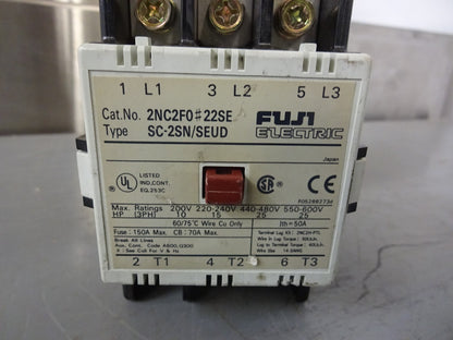 FUJI 2NC2F0#22SE / TYPE SC-2SN/SEUD / MAGNETIC CONTACTOR 3 POLE 600V STARTER 70A