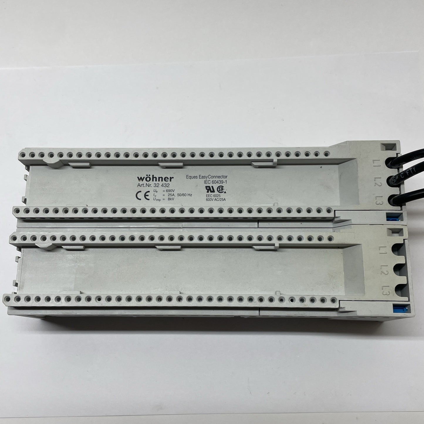 Wöhner 32432 Busbar Adapter 3-Pole 25 A 90×200 mm Mount Rails