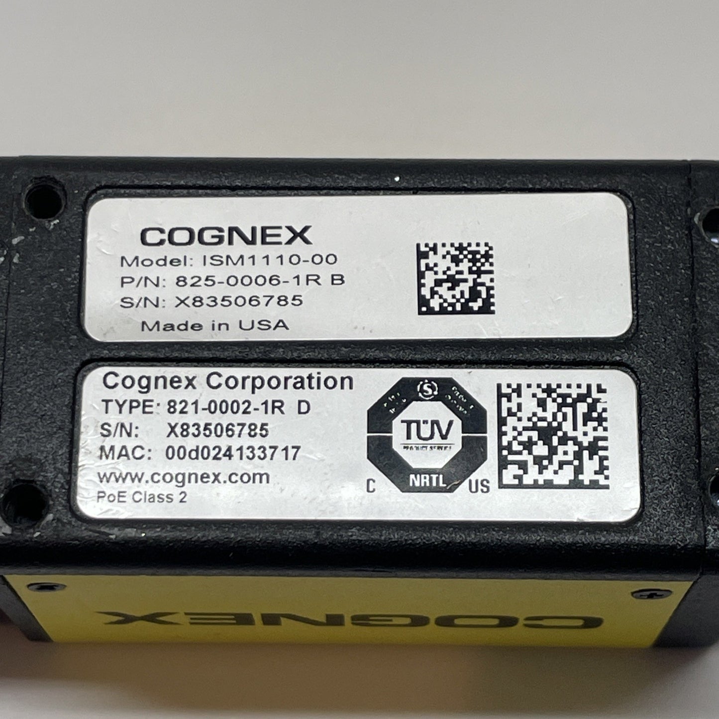 Cognex  825-0006-1R  /  ISM1110-00  Vision Camera  821-0002-1R (EXCELLENT COND.)