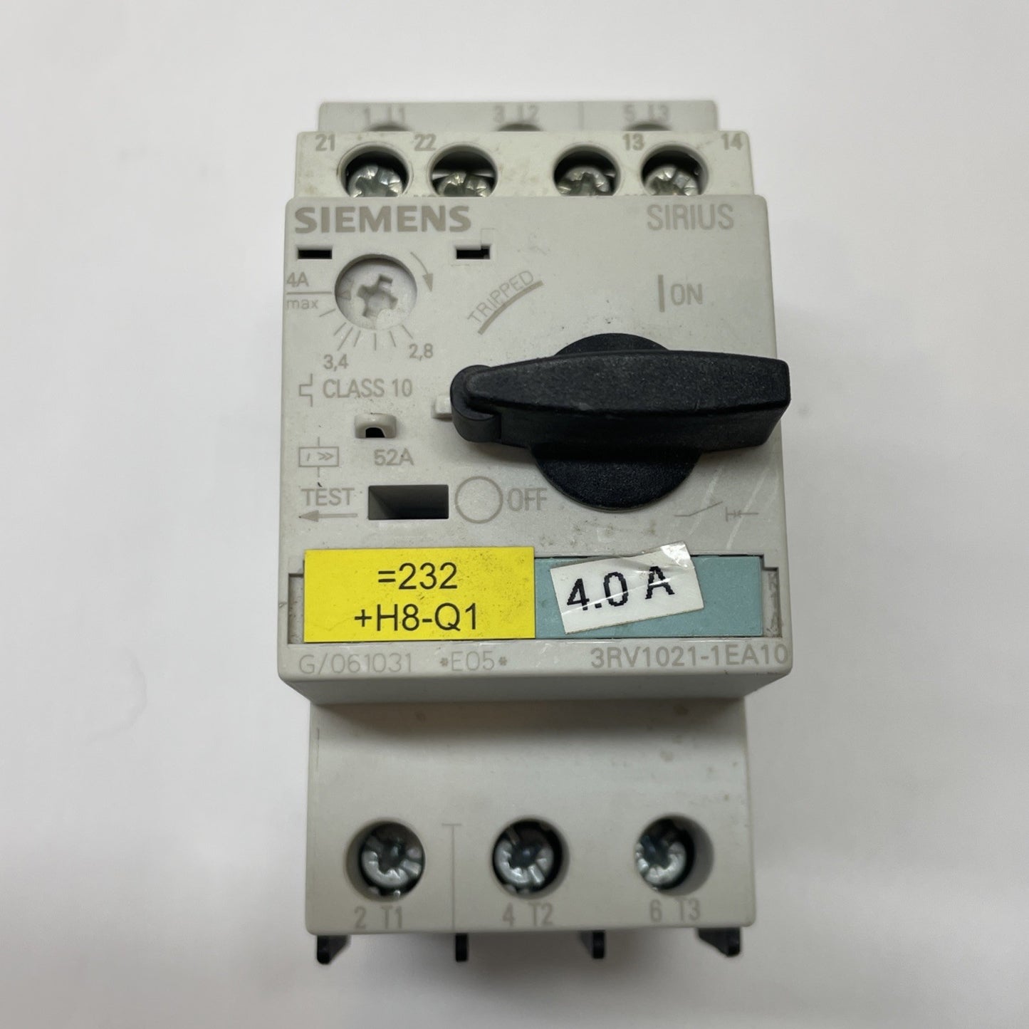 Siemens 3RV1021-1EA10 Motor Protection Circuit Breaker 2.8-4A