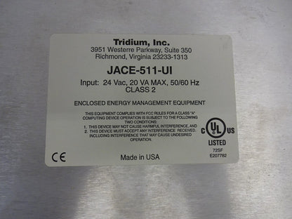 TRIDIUM INC JACE-511-UI / JACE-511 / CONTROLLER MODULE