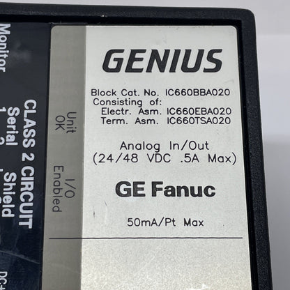 GE Fanuc IC660BBA020 Genius Analog In/Out Module