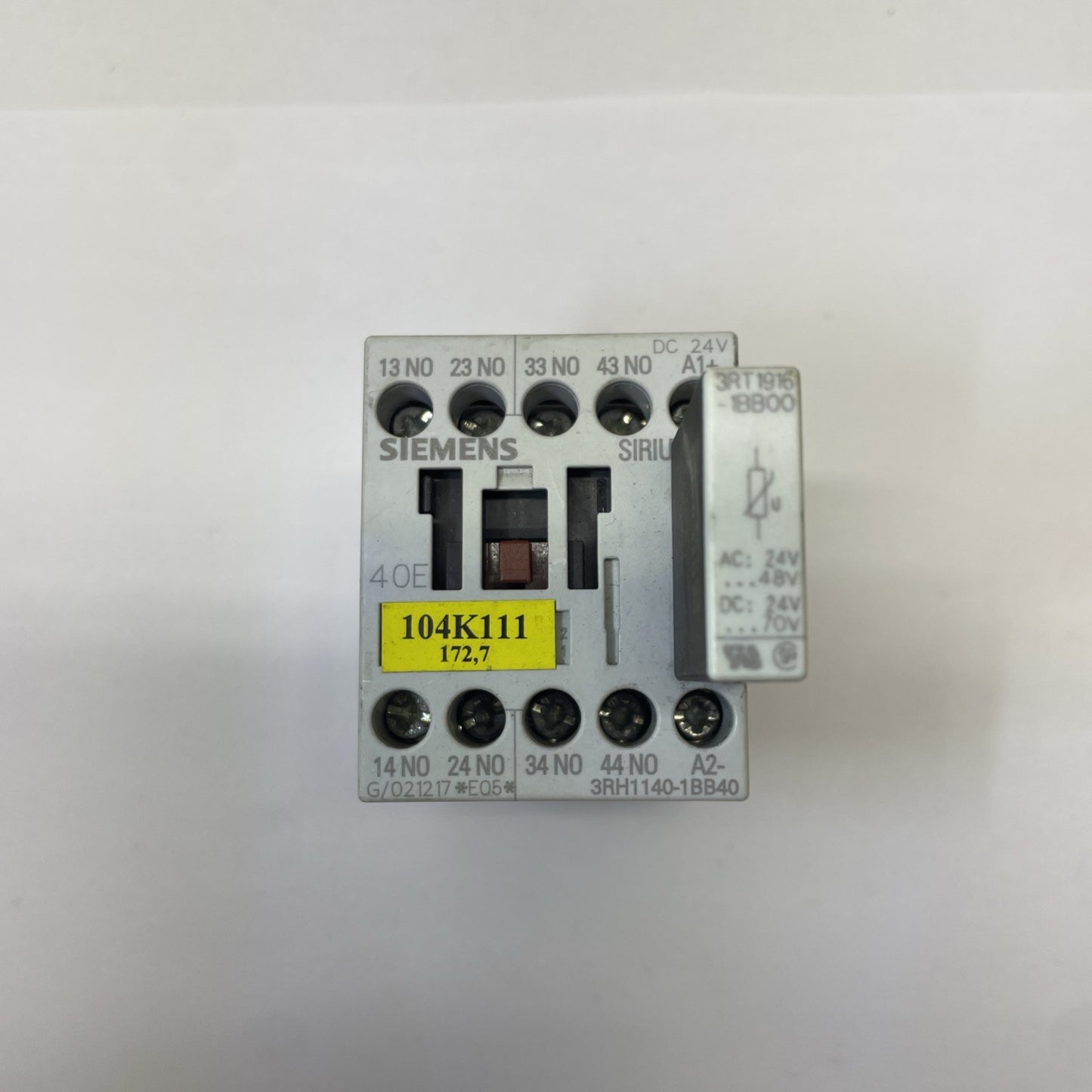 Siemens 3RH1140-1BB40 Power Contactor w/ 3RT1916-1BB00 Surge Suppressor