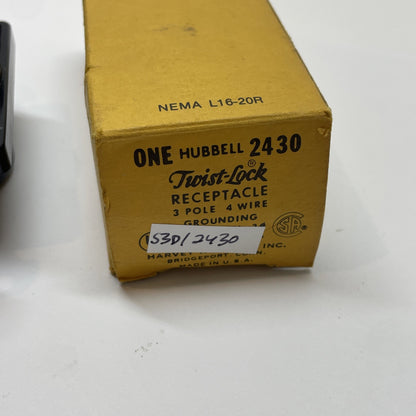 NEW HUBBELL 2430A TWIST-LOCK RECEPTACLE 20A 480V 3 Pole 4 Wire MADE IN USA