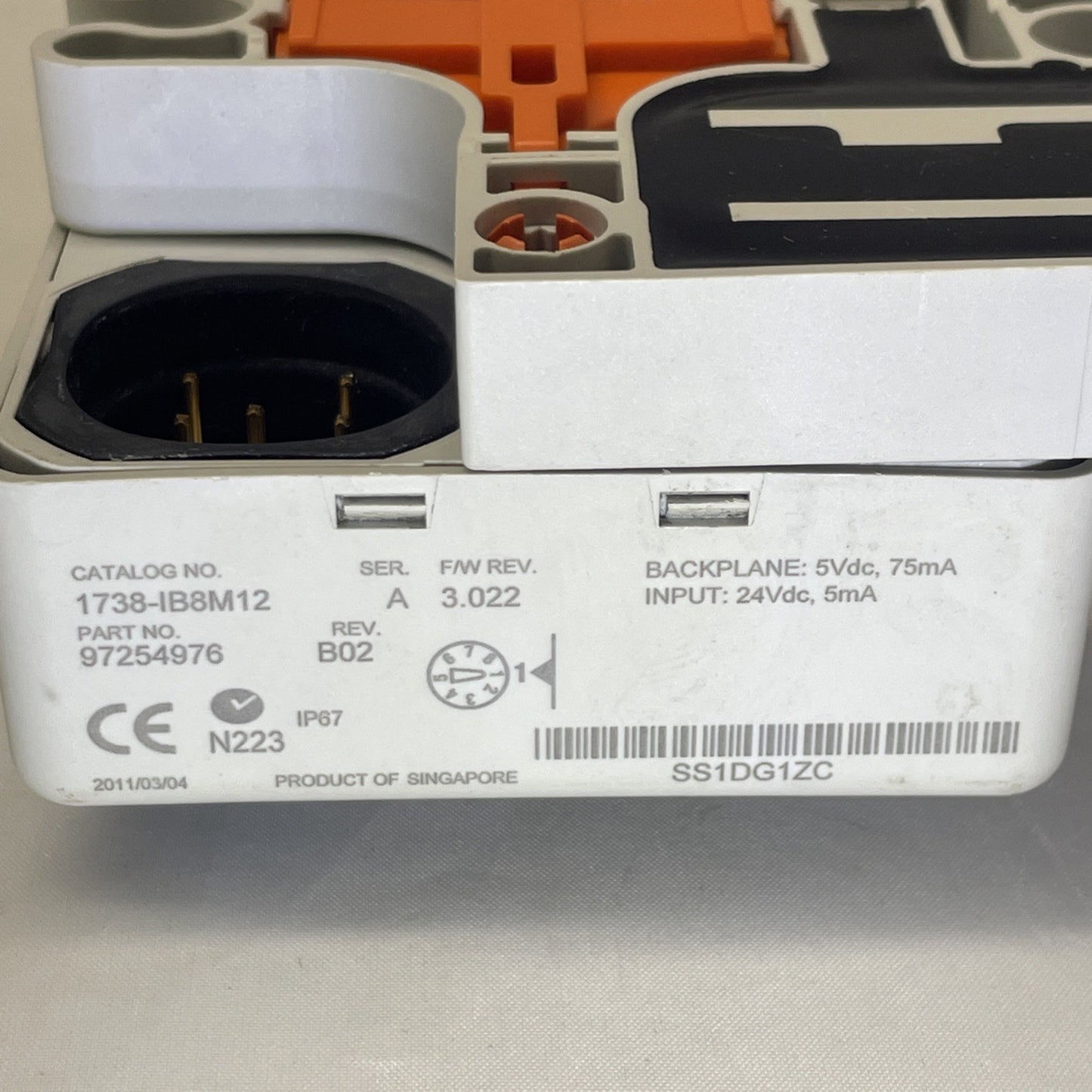 Allen Bradley 1738-IB8M12 ArmorPoint 8 Pt. Input Module Ser A F/W 3.022