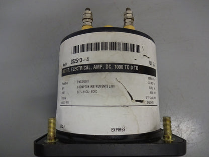 Crompton 077-11CA-ECXC  DC Ammeter 1000-0-1000 A Panel Meter