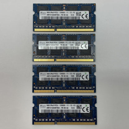 (LOT OF 4) SK HYNIX 8Gb 2Rx8 DDR3 PC3L-12800S LAPTOP RAM MEMORY HMT41GS6BFR8A-PB