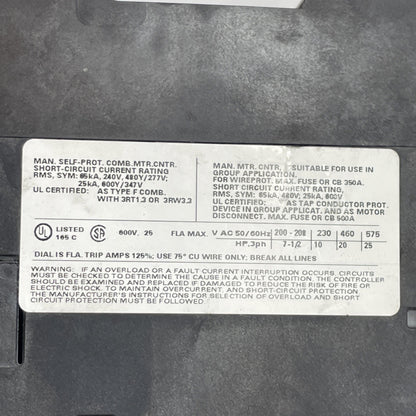 Siemens 3RV1031-4DB10 Motor Protection Circuit Breaker 18-25A