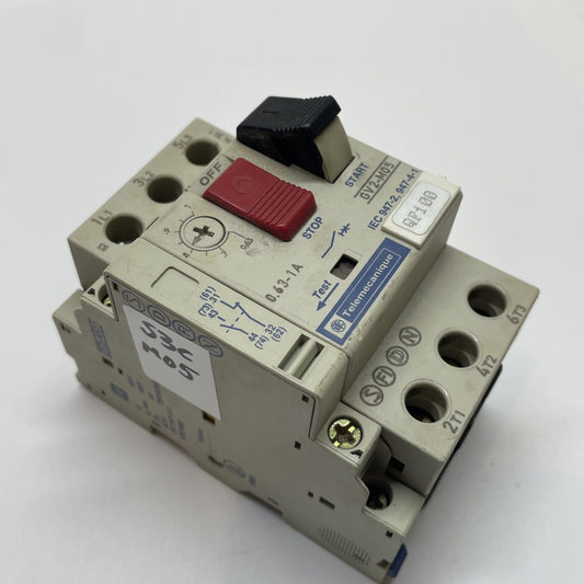 Telemecanique GV2-M05 Motor Circuit Breaker 0.63-1A Thermal Magnetic w/ GV2-AN11