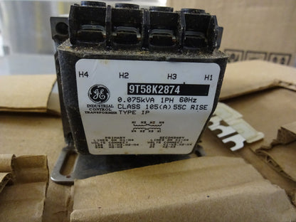 GE 9T58K2874 / CONTROL TRANSFORMER / SINGLE PHASE 60HZ 0.075kVA TYPE IP