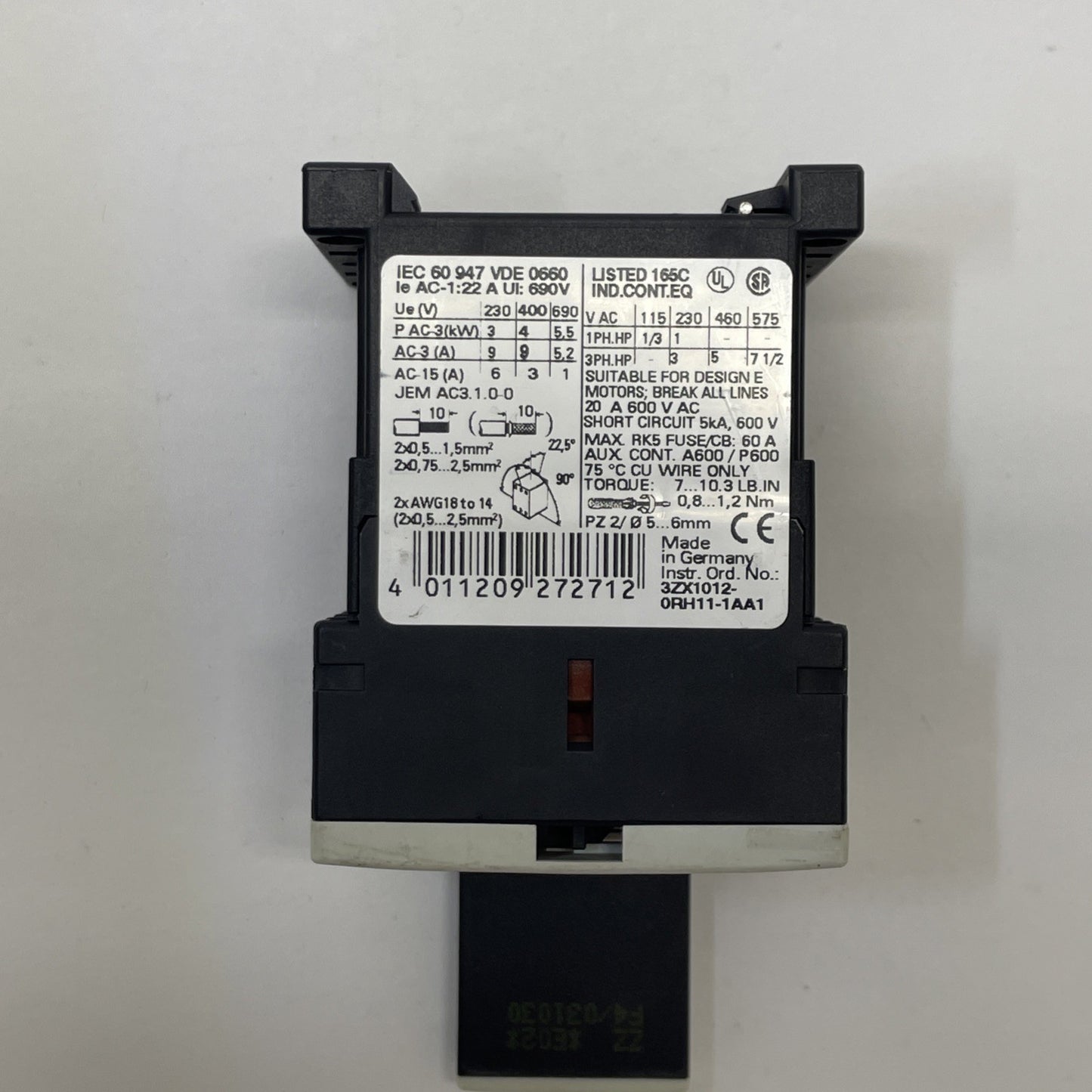 Siemens 3RT1016-1BB42 Power Contactor w/ 3RT1916-1BB00 Surge Suppressor