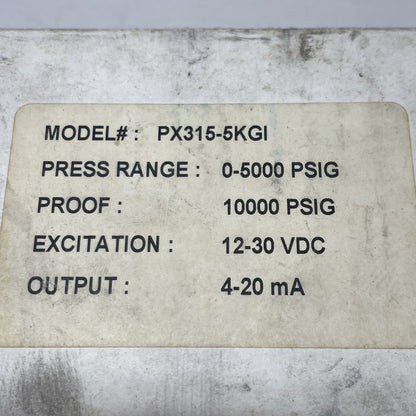 Omega PX315-5KG1 Pressure Transducer 0-5000 PSI 4-20mA New Open Box PX3155KG1